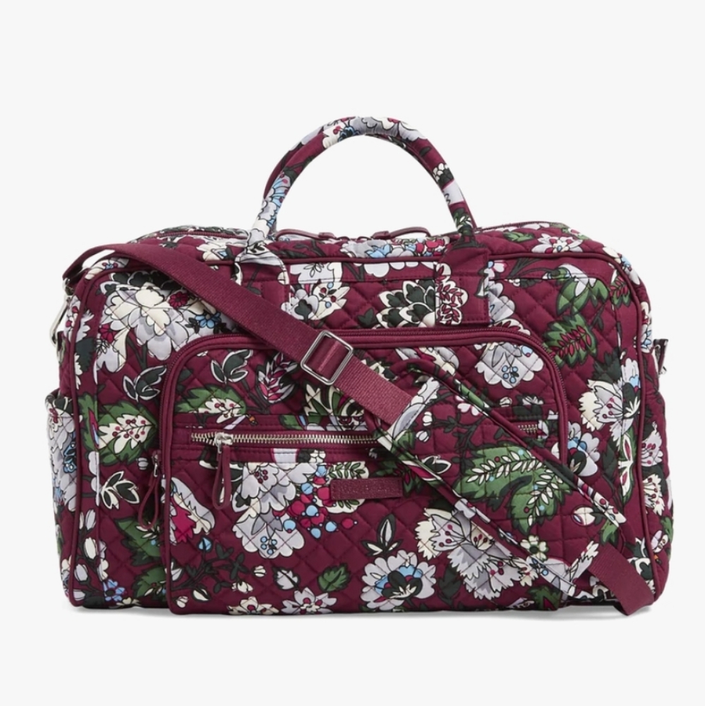 Vera Bradley "Bordeaux Blooms" Bundle; Weekender Bag; Turnlock Wallet; NWT